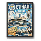 Cuadro Estadio Etihad Stadium Manchester City Futbol Retro Marco Negro