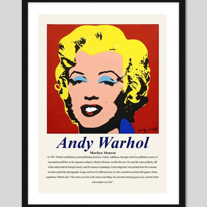 Cuadro Andy Warhol Pop Art Monroe Mariposa Flores Decoracion Andy Warhol Marilyn Monroe Marco Negro