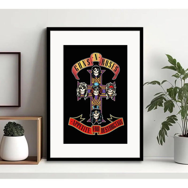 Cuadro Guns N Roses Rock Appetite Destruction Con Paspartú Marco Negro