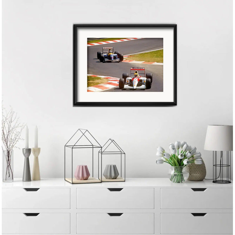 Cuadro Ayrton Senna Alain Prost Formula 1 53x43cm Paspartú Marco Negro