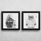 Set 2 Cuadros Gato Baño Gatito Toalla Mascota Pet Decoracion