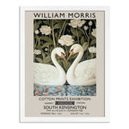 Cuadro Cisnes Amor William Morris Arte Flores Botanico Br2 Marco Blanco