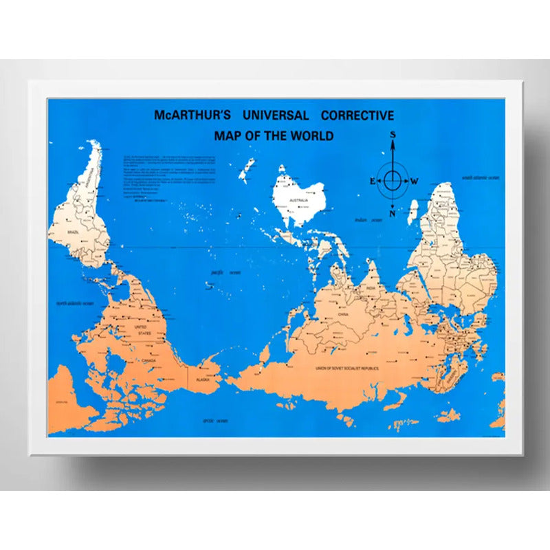 Cuadro Mapa Universal De Mcarthur Mapa Al Revés Decoracion