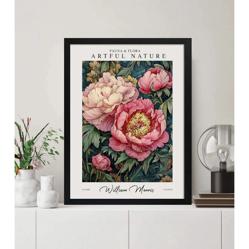 Cuadro Peonías Elegantes William Morris Botanico Flores Flores Elegantes De William Morris 1 Marco Negro