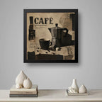 Cuadro Living Comedor Cocina Café Cafetera Moka 33x33cm Marco Negro
