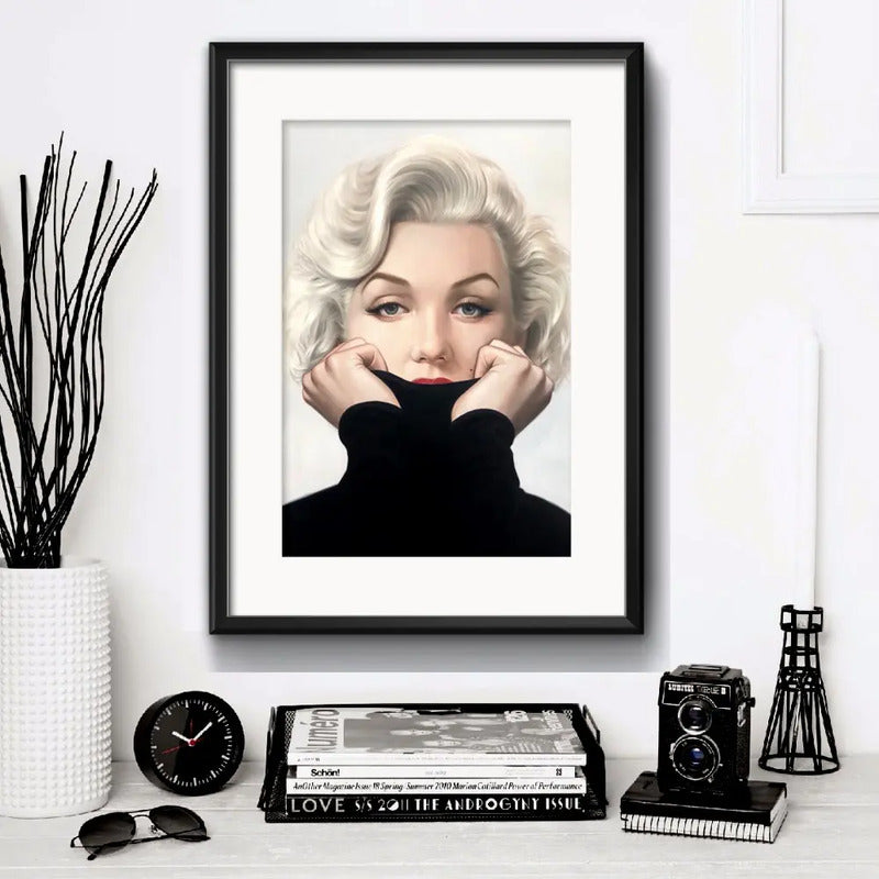Cuadro Marilyn Monroe Fashion Gorgeous Retro Con Paspartú Marco Negro