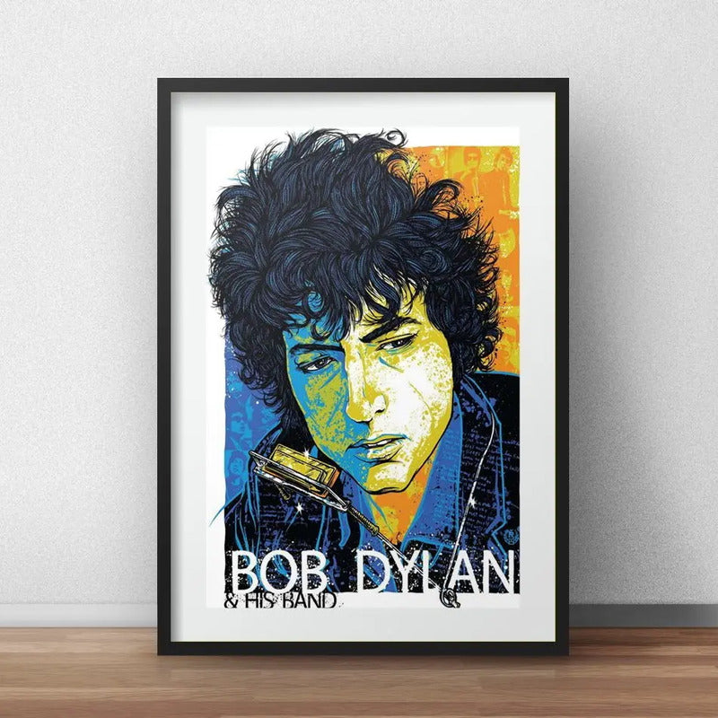 Cuadro Bob Dylan Pop Art Rock Folk Decoracion Con Paspartú Marco Negro