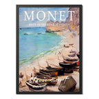 Cuadro Dormitorio Living Claude Monet Barcos Playa Étretat Marco Negro
