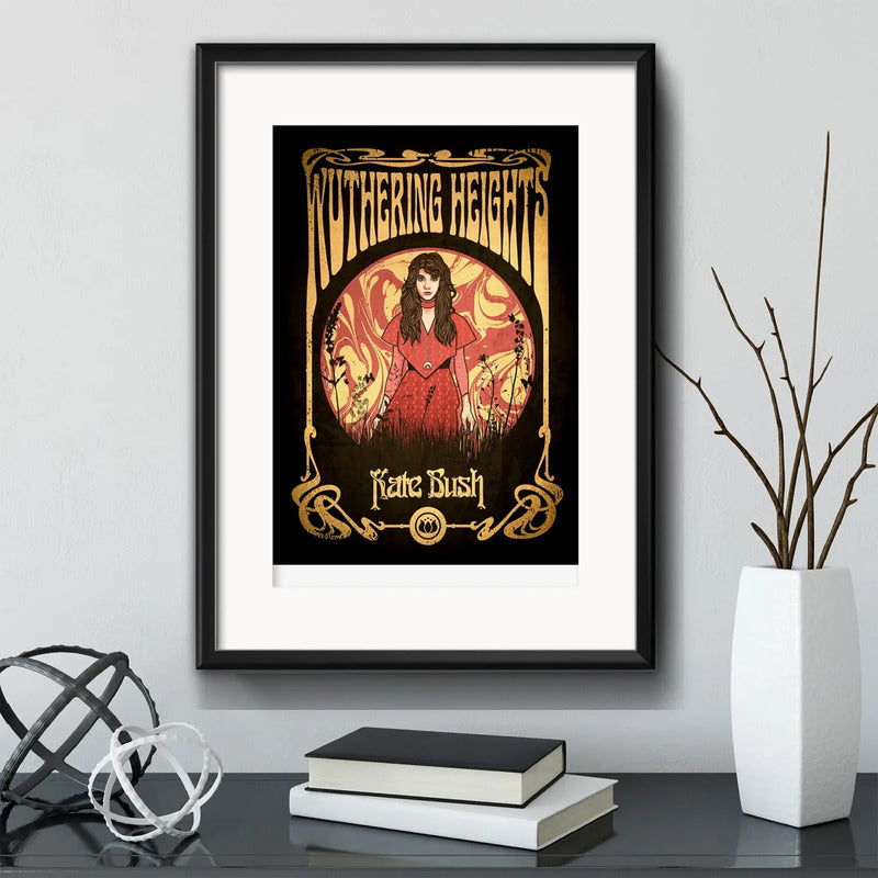 Cuadro Kate Bush Cantante Pop Ingles Decoracion Con Paspartú Wuthering Heights Con Marco Negro