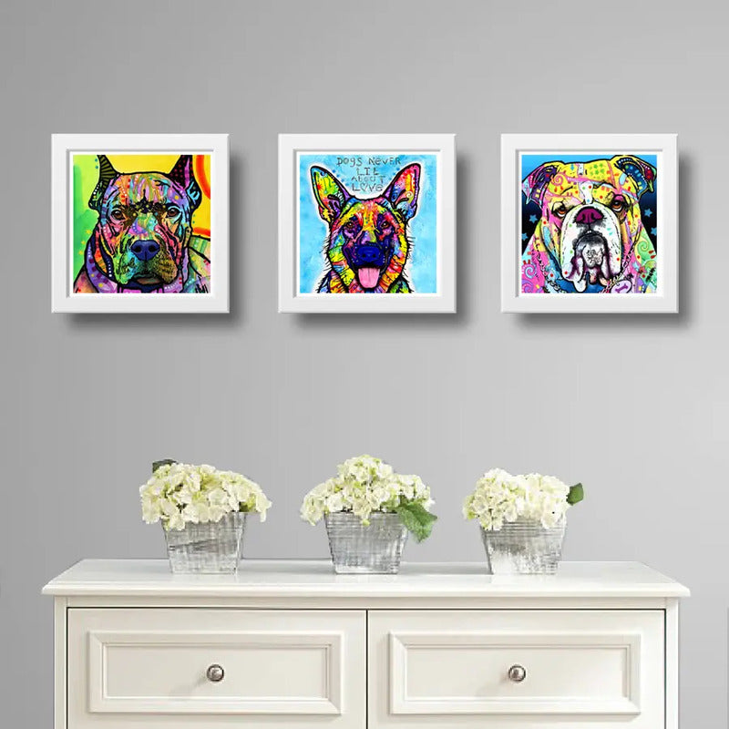 Set 3 Cuadros Perro Pop Art Colorido Mascota Pet Decoracion