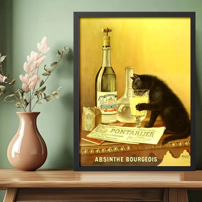 Cuadro Absinthe Bourgeois Drink Retro Bebida Cocina Bar Pub Marco Negro