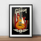 Cuadro Gibson Guitarra Musica Rock Decoracion Con Paspartú Marco Negro