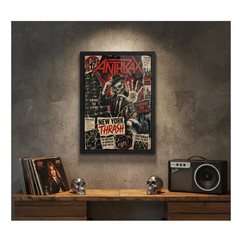 Cuadro Anthrax New York Thrash Heavy Metal Rock Arte Musica Marco Negro