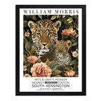 Cuadro Leopardos William Morris Botanico Flores Exposición Marco Negro