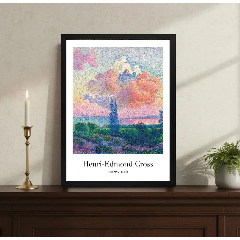 Cuadro Living Henri-edmond Cross La Nube Rosa Arboles Arte Marco Negro
