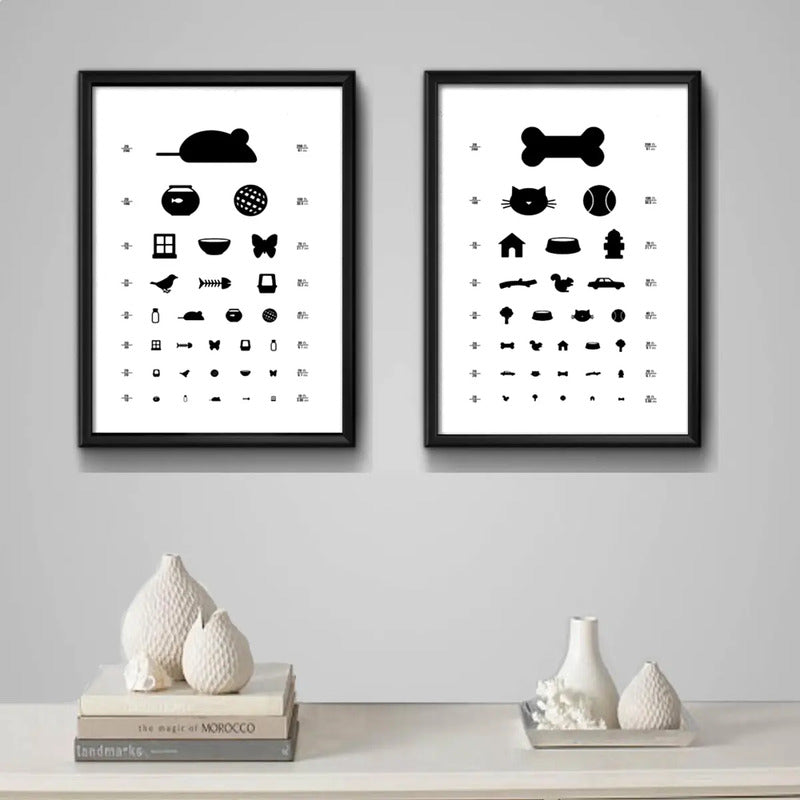 Set 2 Cuadros Test Visual Pet Mascotas Perro Gato Decoracion