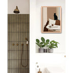 Cuadro Living Cocina Gato Cafe Arte Cozy Cat Tono Neutro Oak Marco Marrón Claro