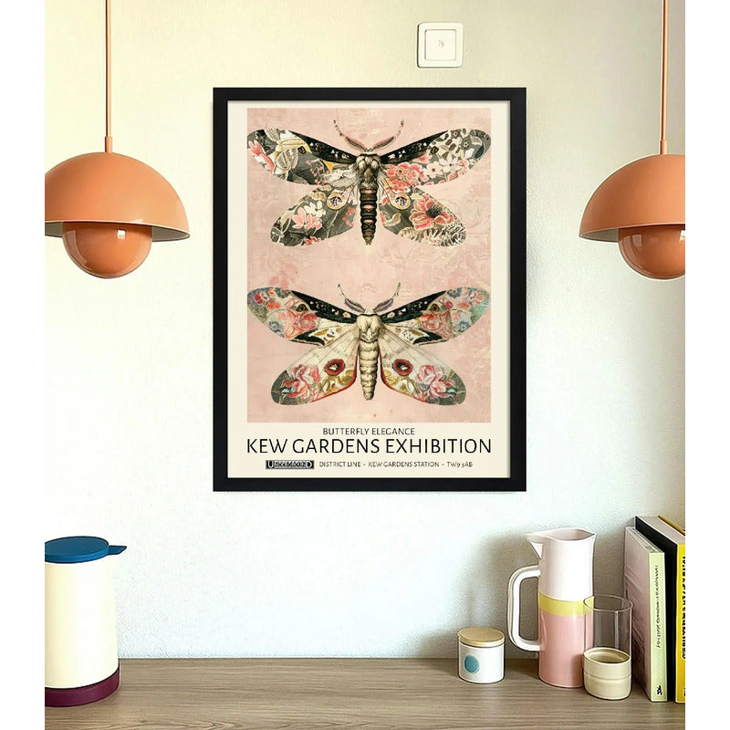 Cuadro Living Dormitorio Mariposas Elegantes William Morris Marco Negro