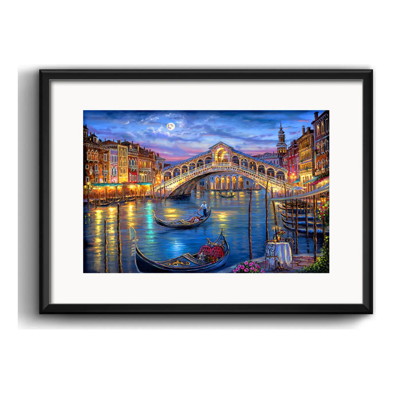Cuadro Venecia Italia Grand Canal Decoracion Con Paspartú Marco Negro