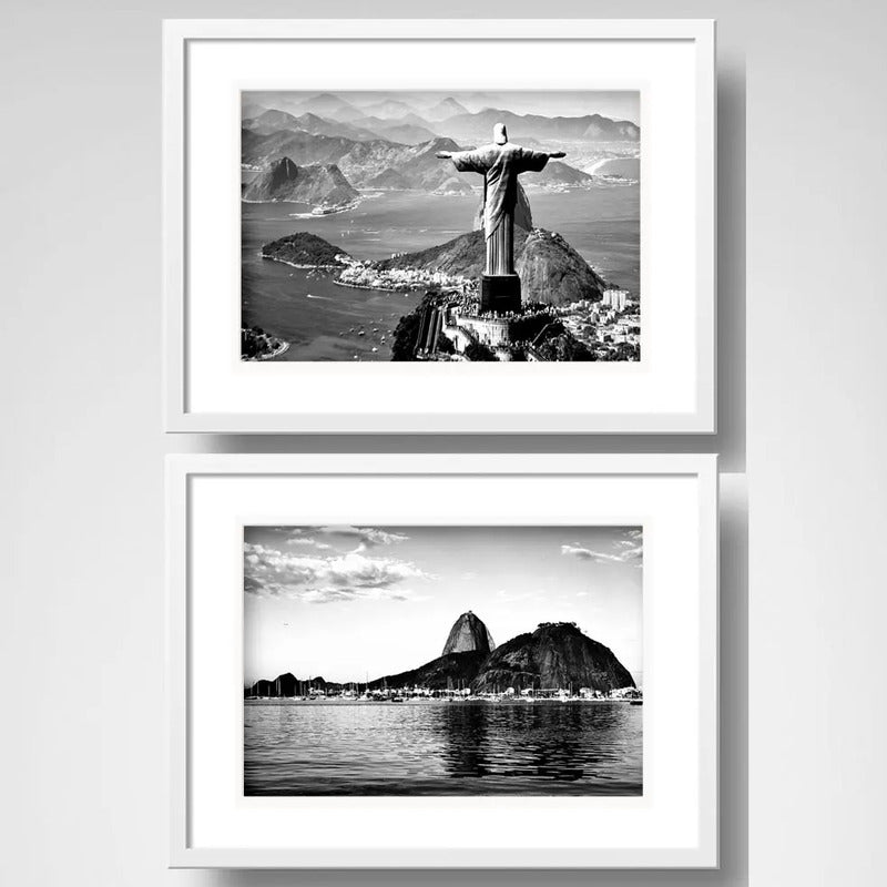 Set 2 Cuadros Rio De Janeiro Cristo Redentor Brasil Paspartú
