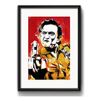 Cuadro Johnny Cash Pop Art Rock Decoracion Con Paspartú Marco Negro