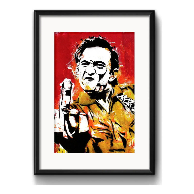 Cuadro Johnny Cash Pop Art Rock Decoracion Con Paspartú Marco Negro