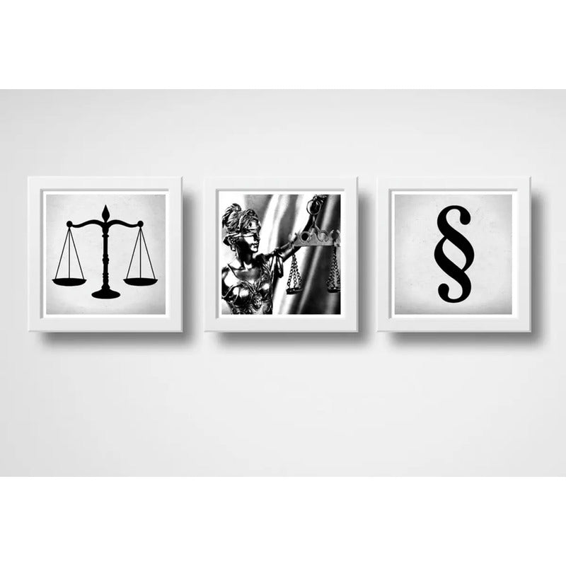 Set 3 Cuadros Abogado Diosa Justicia Juez Estudio Oficina B2