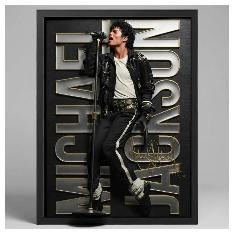 Cuadro Michael Jackson Efecto 3d Musica Pop Rock Arte Marco Negro