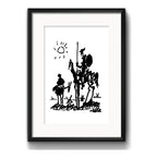 Cuadro Pablo Picasso Don Quijote 53x43cm Con Paspartú Marco Negro
