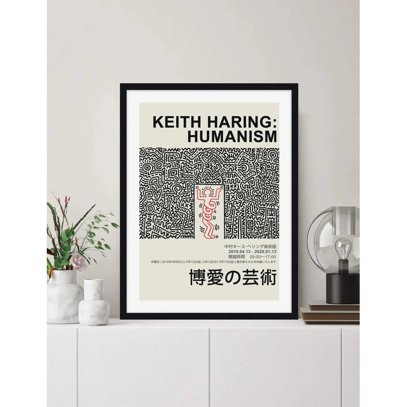 Cuadro Keith Haring Humanism Arte Obra Pintor Decoracion Marco Negro
