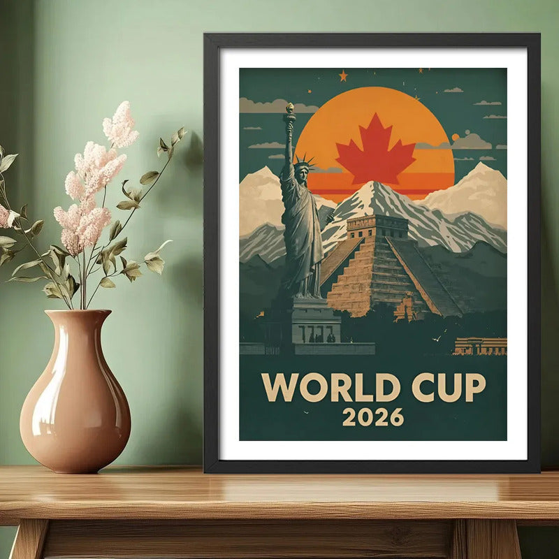 Cuadro Copa Del Mundo Futbol Fifa 2026 Paises Monumentos Marco Negro
