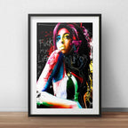 Cuadro Amy Winehouse Colors R&b Decoracion Con Paspartú Marco Negro