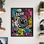 Cuadro Blink-182 Pop Punk Rock Carita Sonriente Vintage Marco Negro