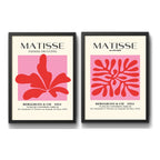 Set 2 Cuadros Dormitorio Living Matisse Tonos Rosa Pink Marco Negro