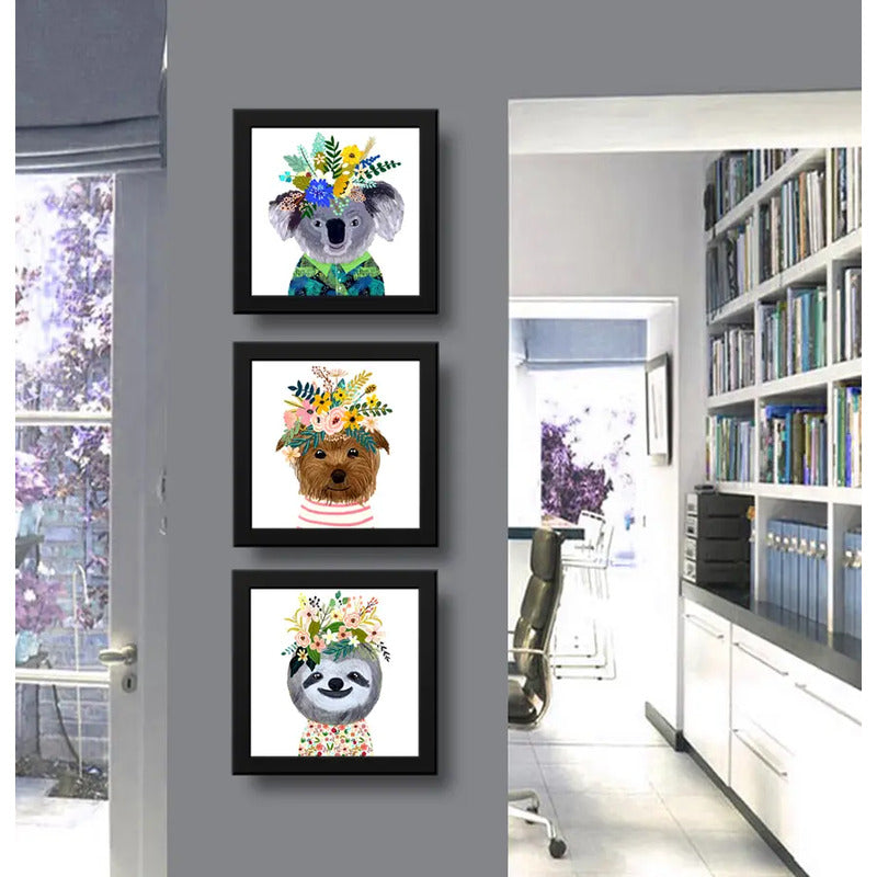 Set 3 Cuadros Baby Animales Decoracion Dormitorio Infantil