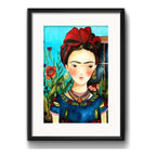 Cuadro Frida Kahlo Arte Pintora Brs8 Decoracion Con Paspartu Marco Negro