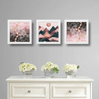 Set 3 Cuadros Abstracto Rose Gold Escandinavo Geometrico Art