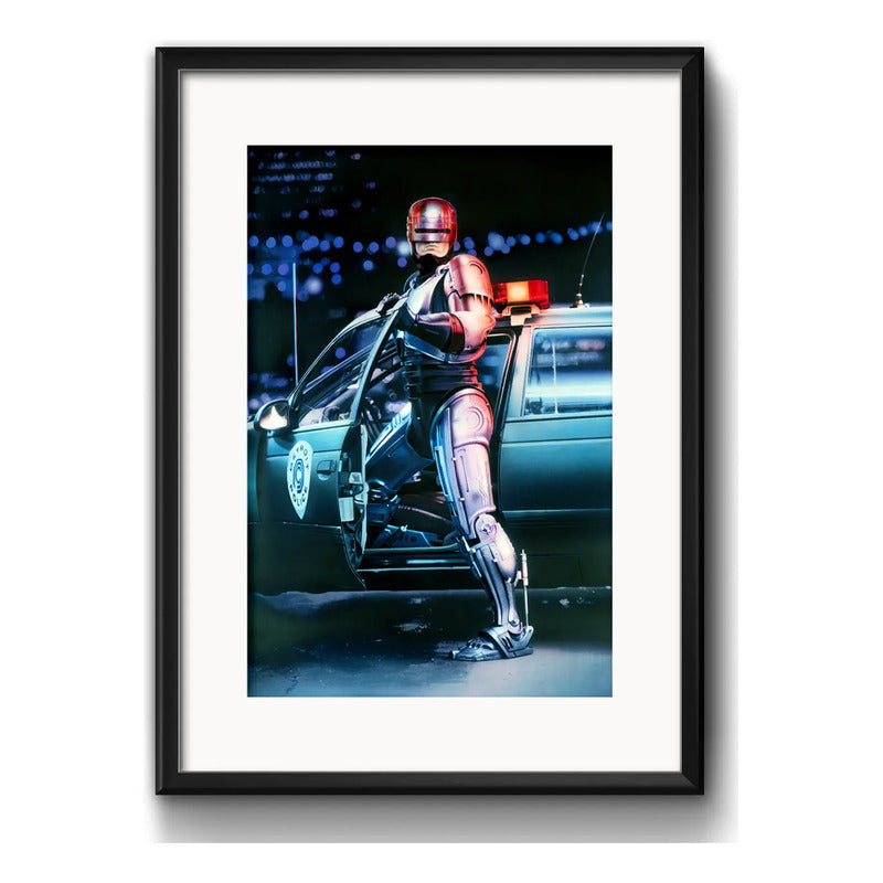 Cuadro Robocop Pelicula Cine Decoracion Con Paspartú Marco Negro