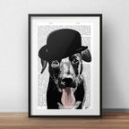 Cuadro Labrador Negro Perro Retro Decoracion Con Paspartú Marco Negro