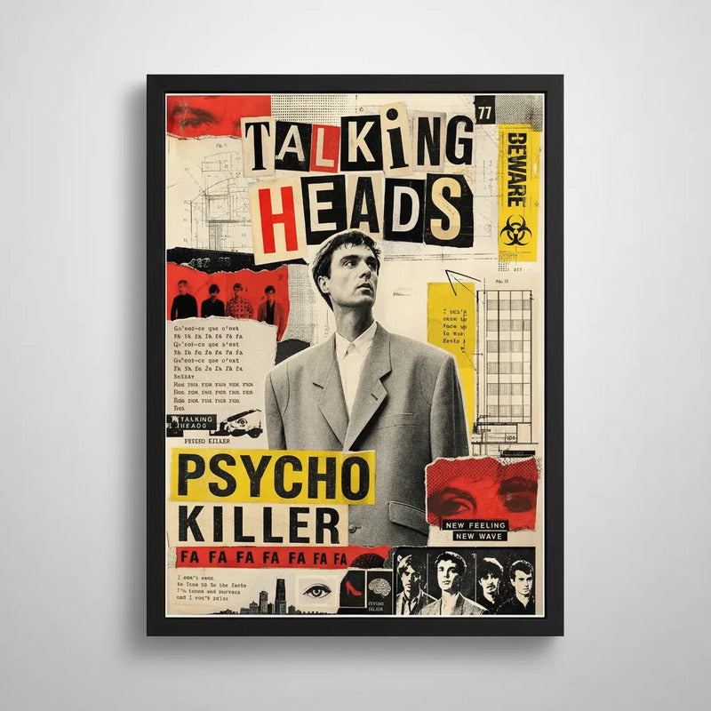 Cuadro Talking Heads Cancion Psycho Killer Punk Rock Vintage Marco Negro