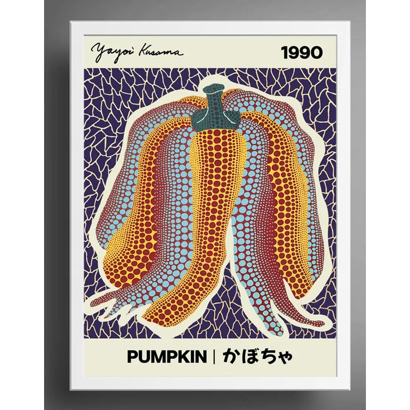 Cuadro Dormitorio Living Yayoi Kusama Calabaza Marco Blanco Marco Blanco