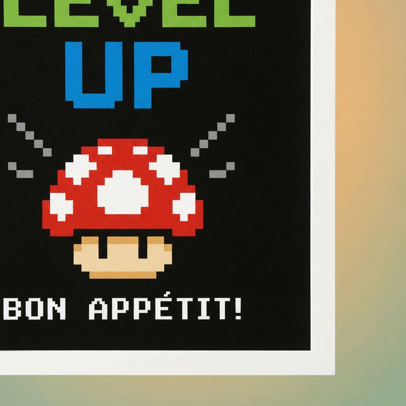 Set 2 Cuadros Cocina Geek Game Bon Appetit Frase Videojuego Marco Blanco