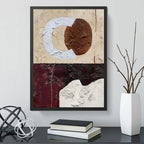 Cuadro Dormitorio Living Boho Abstracto B1 Tonos Terrosos Marco Negro