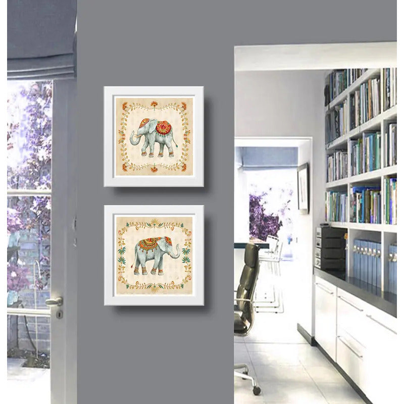 Set 2 Cuadros Elefante India Hindu Arte Decoracion