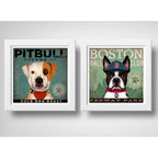 Set 2 Cuadros Pitbull Boston Perro Cafe Pop Art Mascota Pet