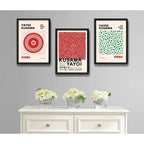 Set 3 Cuadros Yayoi Kusama Arte Japones Coleccion Obras Brs3 Marco Negro