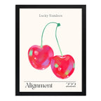 Cuadro Cerezas Luminosas Retro Numero Suerte 222 Cocina Chef Marco Negro