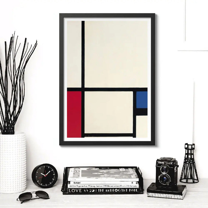 Cuadro Piet Mondrian Arte Modernismo Obras Decoracion Composition In Colours No.1 With Red And Blue Con Marco Negro