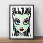 Cuadro Monster High Frankie Stein Pop Art Con Paspartú Marco Negro