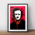 Cuadro Edgar Allan Poe Gato Cuentos Escritor Con Paspartú Marco Negro
